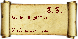 Brader Bogáta névjegykártya